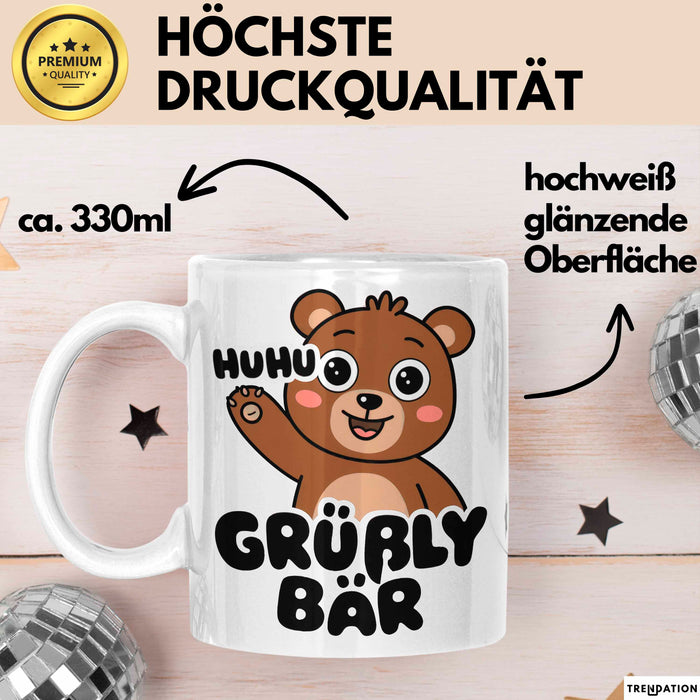 Sarkastischer Bär Tasse Geschenk Lustige Geschenkidee Spruch Grüßly Bär Weiß Trendation