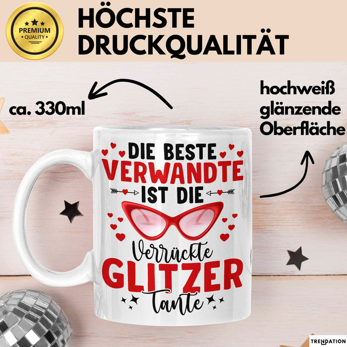 Tante Verwandte Tasse Geschenk Lustige Geschenkidee Spruch Beste Tante Weiß Trendation