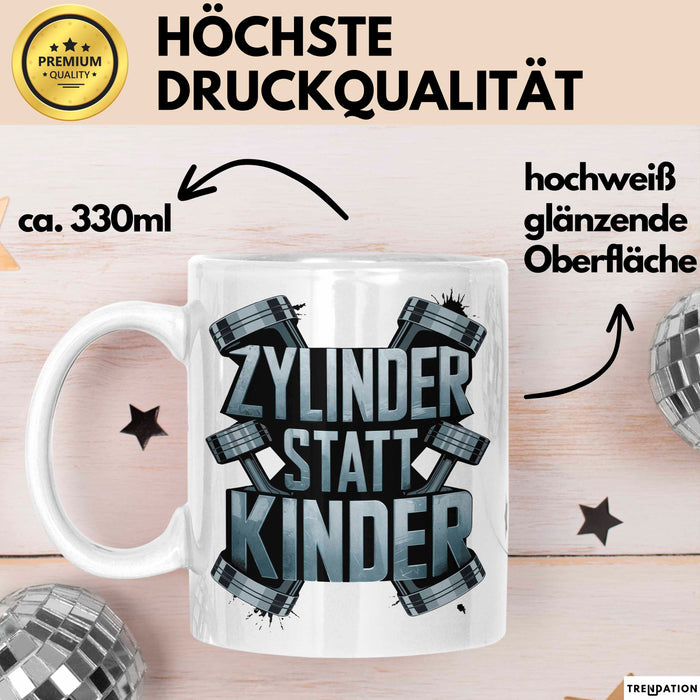 Automechaniker Tasse Geschenk Lustige Geschenkidee Spruch Zylidner Statt Kinder Weiß Trendation