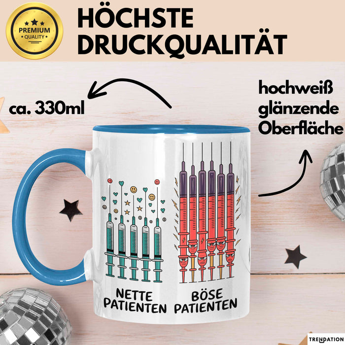 Pflegekraft Arzt Tasse Geschenkidee Nervige Patienten Blau Trendation