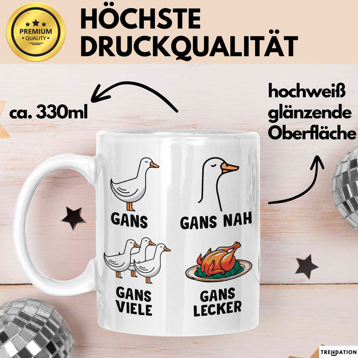 Gans Vogel Tasse Geschenk Lustige Geschenkidee Spruch Weiß Trendation