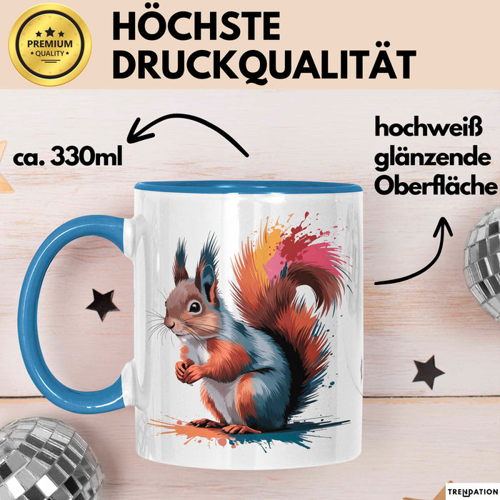 Eichhörnchen Tierliebhaber Tasse Geschenk Lustige Geschenkidee Spruch Blau Trendation