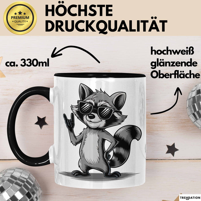 Waschbär Rockmusik Tasse Geschenk für Tiermusikliebhaber Trendation