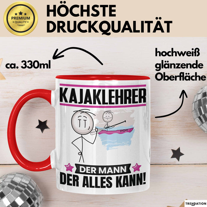 Kajaklehrer Tasse Geschenk für Kajaklehrer Der Mann Der Alles Kann Geschenkidee zum Geburtstag Rot Trendation