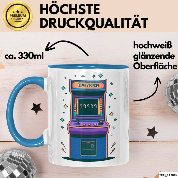 Arcade Enthusiast Tasse Geschenk Lustige Geschenkidee Spruch Für Highscore Jäger Blau Trendation