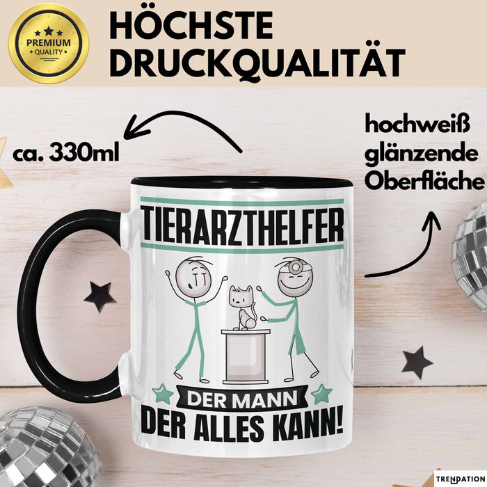 Tierarzthelfer Tasse Geschenk für Tierarzthelfer Der Mann Der Alles Kann Geschenkidee zum Geburtstag Schwarz Trendation