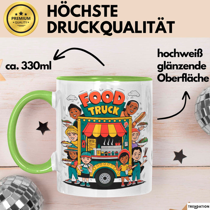 Strassen Food Liebhaber Tasse Geschenkidee für Foodtruck Fan Grün Trendation