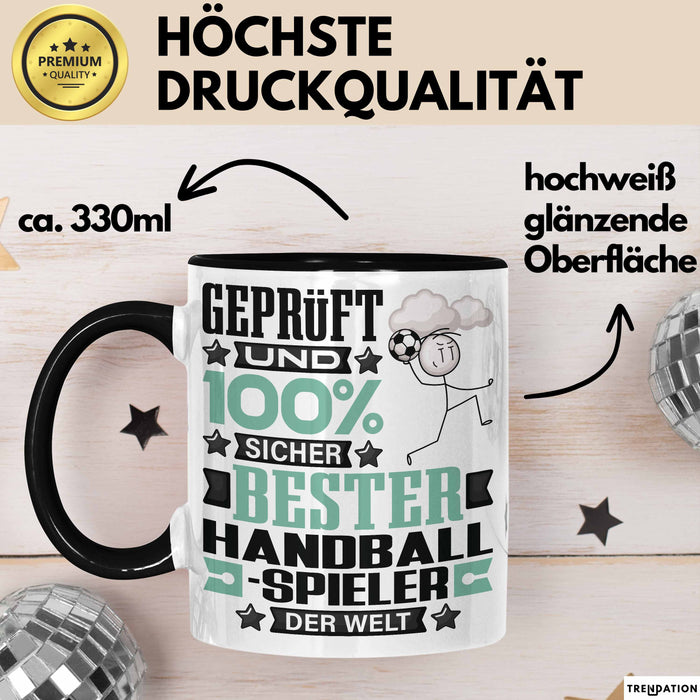 Handballspieler Geschenk Lustiger Spruch für Handballspieler Geschenkidee Bester Handballspieler Der Welt Schwarz Trendation