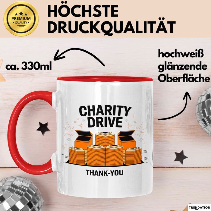 Wohltätigkeits Organisator Tasse Geschenk Lustige Geschenkidee Spruch Für Gebende Herzen Rot Trendation