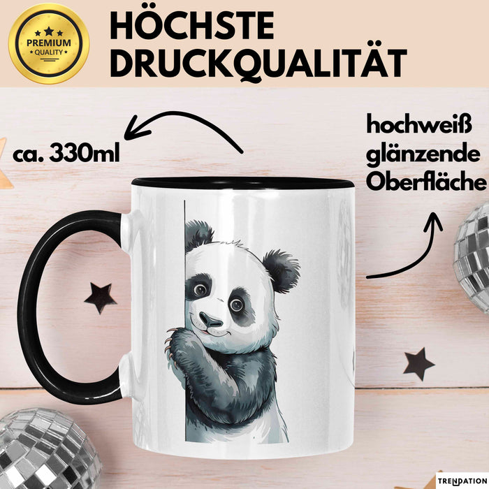 Süßer Panda Tasse Geschenk Lustige Geschenkidee Spruch Schwarz Trendation