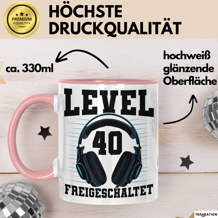 40. Geburtstag Geschenk Männer Gamer Tasse Geschenk 40Er Geburtstag Rosa Trendation