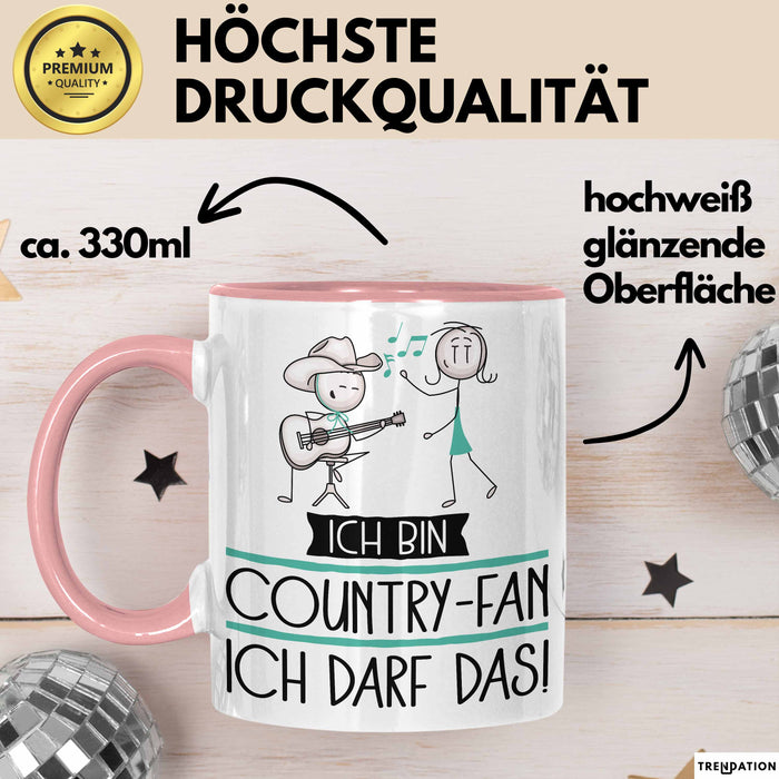 Geschenk für Country-Fan Tasse Lustige Geschenkidee Geburtstag Ich Bin Country-Fan Ich Darf Das Rosa Trendation