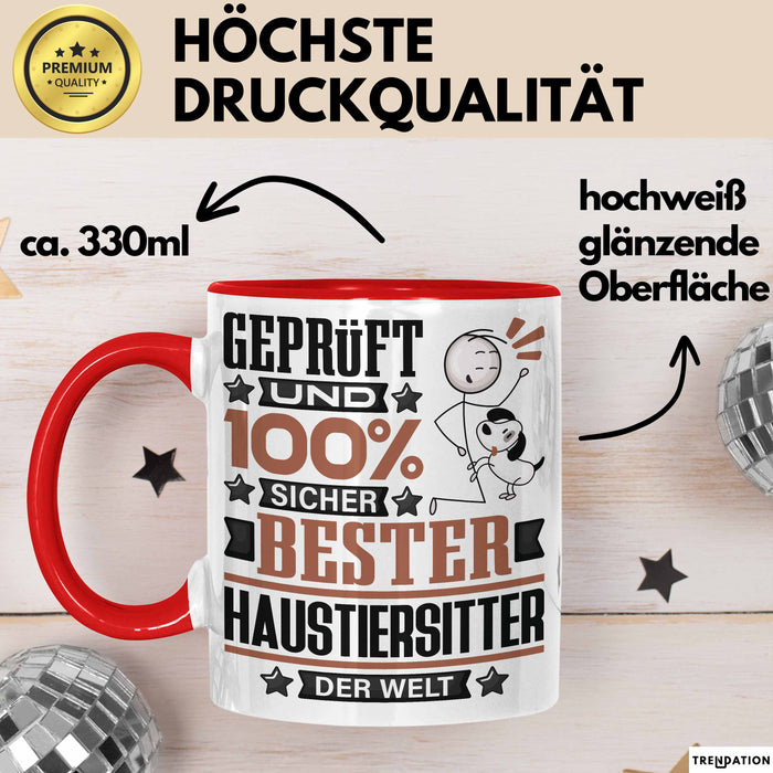 Haustiersitter Geschenk Lustiger Spruch für Haustiersitter Geschenkidee Bester Haustiersitter Der Welt Rot Trendation