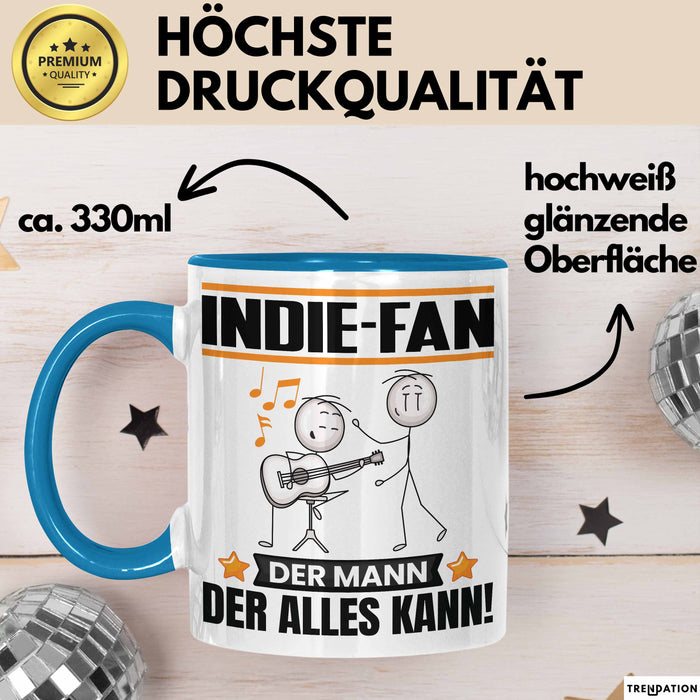 Indie-Fan Tasse Geschenk für Indie-Fan Der Mann Der Alles Kann Geschenkidee zum Geburtstag Blau Trendation