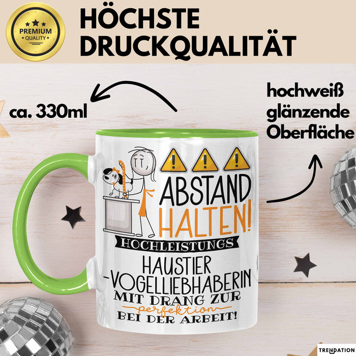 Haustier-Modedesignerin Tasse Geschenk Lustig Abstand Halten Hochleistungs-Haustier-Modedesignerin Mit Drang Zur Perfektion Bei Der Arbeit Grün Trendation