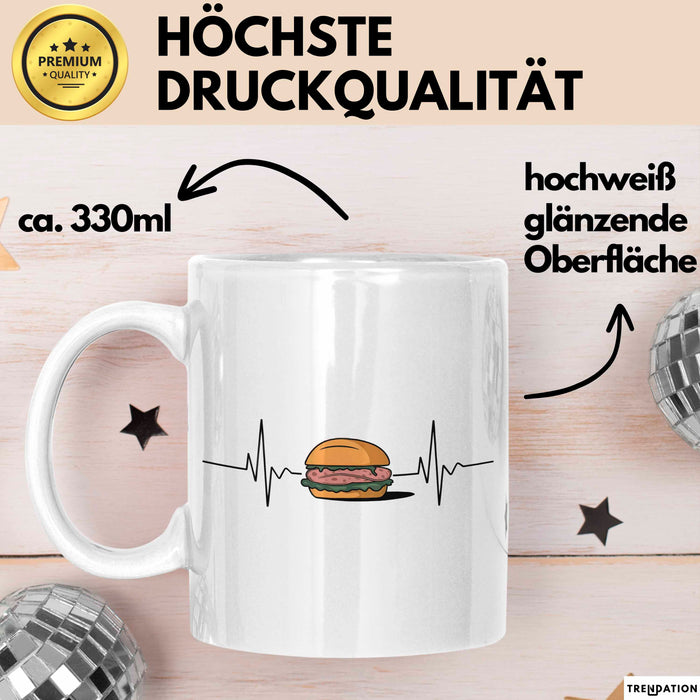 Deutschland Deutsches Fleisch Leberkäse Herzschlag Tasse Geschenk Lustige Geschenkidee Spruch Weiß Trendation