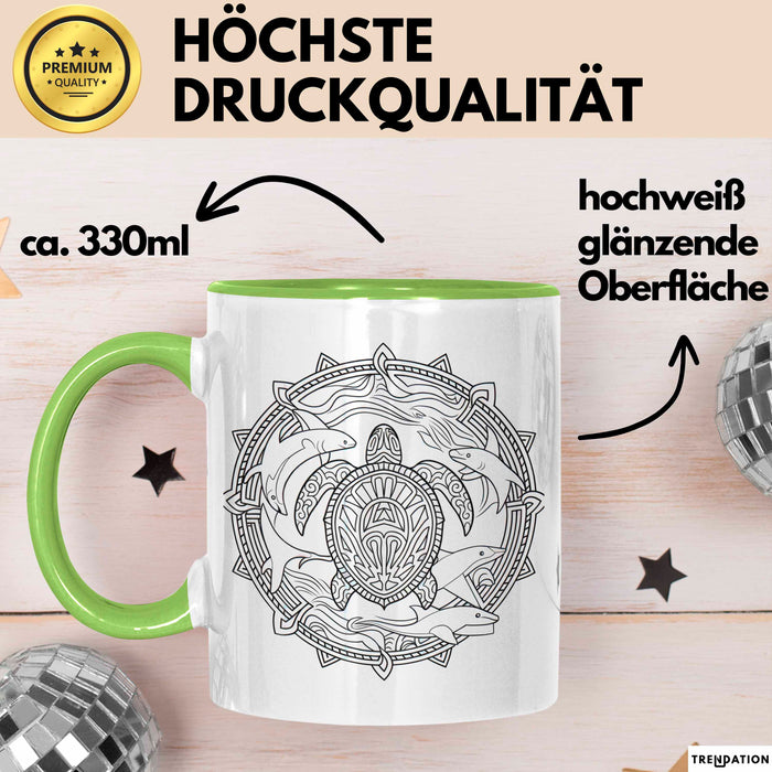 Schildkröte Tierliebhaber Tasse Geschenk Lustige Geschenkidee Spruch Schildkröte Orca Delfin Grün Trendation