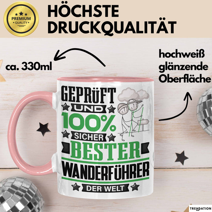 Wanderführer Geschenk Lustiger Spruch für Wanderführer Geschenkidee Bester Wanderführer Der Welt Rosa Trendation
