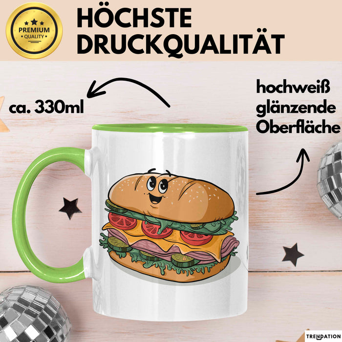 Sandwich Liebhaber Tasse Geschenkidee für Snack Stapel Fan Grün Trendation