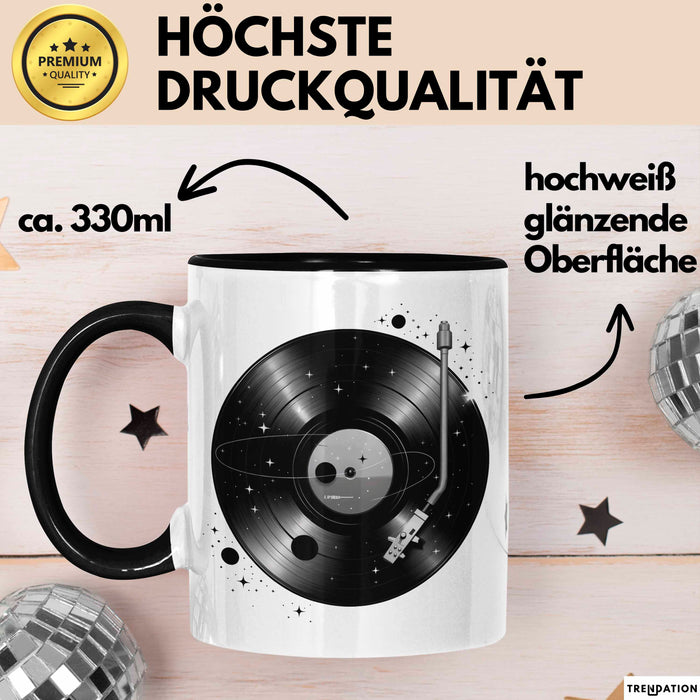 Vinyl Schallplatten Musikliebhaber Musiker Tasse Geschenk Lustige Geschenkidee Spruch Schwarz Trendation
