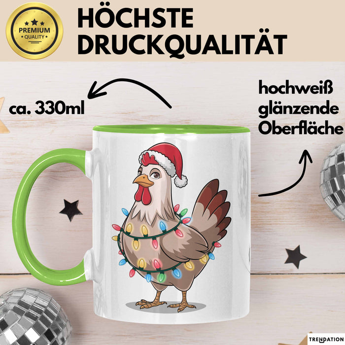 Huhn Weihnachtsfeier Tasse Geschenk Lustige Geschenkidee Spruch Grün Trendation