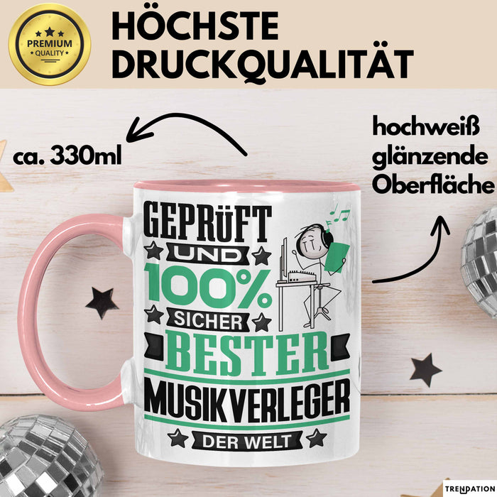 Musikverleger Geschenk Lustiger Spruch für Musikverleger Geschenkidee Bester Musikverleger Der Welt Rosa Trendation