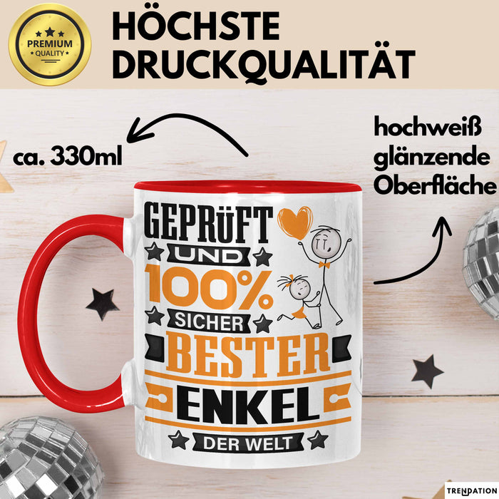 Enkel Geschenk Lustiger Spruch für Enkel Geschenkidee Bester Enkel Der Welt Rot Trendation