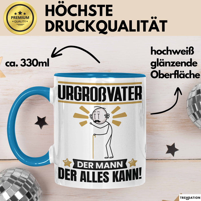 Urgroßvater Tasse Geschenk für Urgroßvater Der Mann Der Alles Kann Geschenkidee zum Geburtstag Blau Trendation