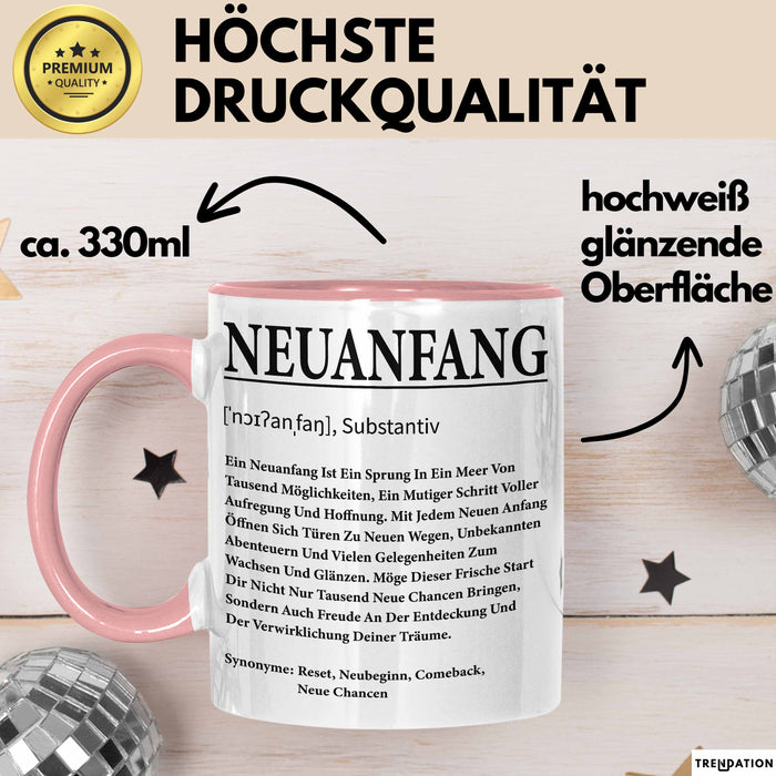 Büroarbeit Kollege Tasse Geschenk Lustige Geschenkidee Spruch Neuanfang Definition Rosa Trendation