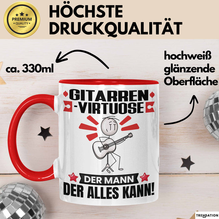 Gitarrenvirtuose Tasse Geschenk für Gitarrenvirtuose Der Mann Der Alles Kann Geschenkidee zum Geburtstag Rot Trendation