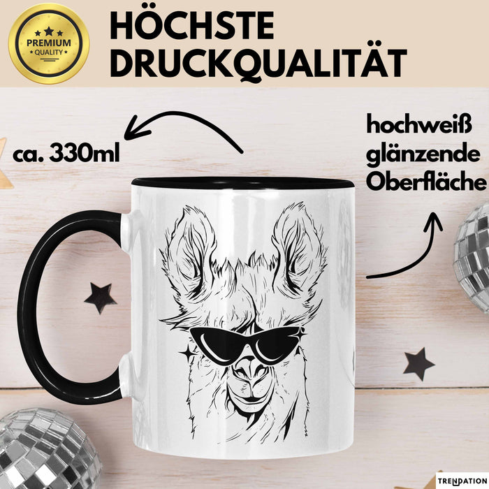 Llama Alpaka Tasse Geschenk Lama Geschenkidee für Lama-Fans Schwarz Trendation