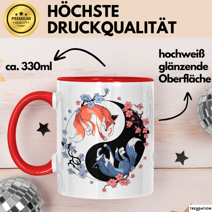 Fuchs Tierliebhaber Tasse Geschenk Lustige Geschenkidee Spruch Japanischer Kitsune Fuchs Rot Trendation