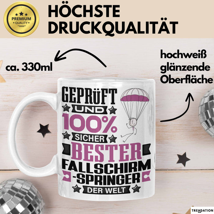 Fallschirmspringer Geschenk Lustiger Spruch für Fallschirmspringer Geschenkidee Bester Fallschirmspringer Der Welt Weiß Trendation