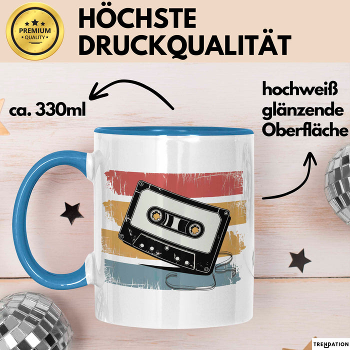 Retro Vintage Kassette Tasse Geschenk Lustige Geschenkidee Spruch Blau Trendation
