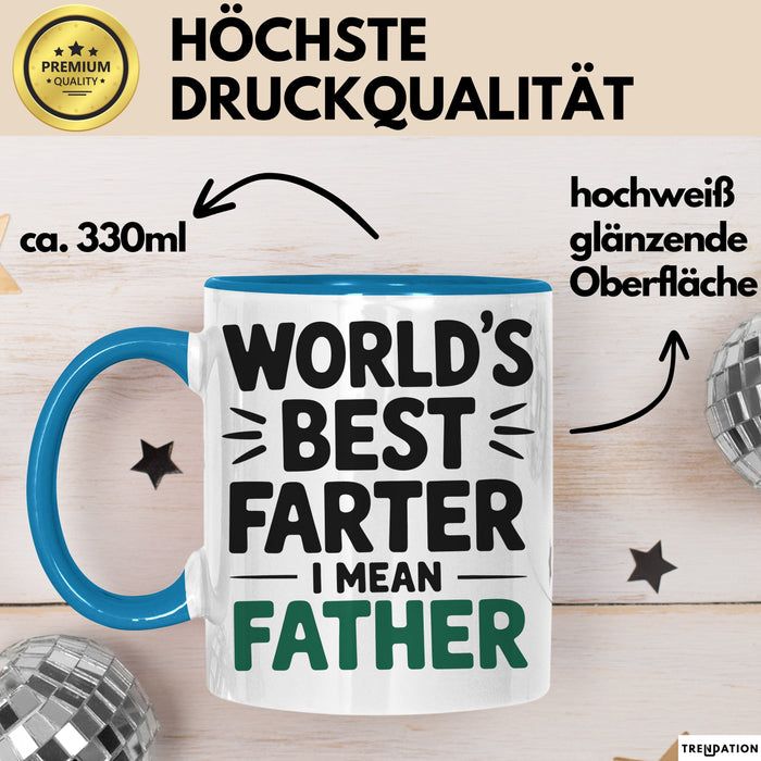 Vatertag Tasse Geschenk Worlds Best Farter I Mean Father Geschenkidee Papa Blau Trendation