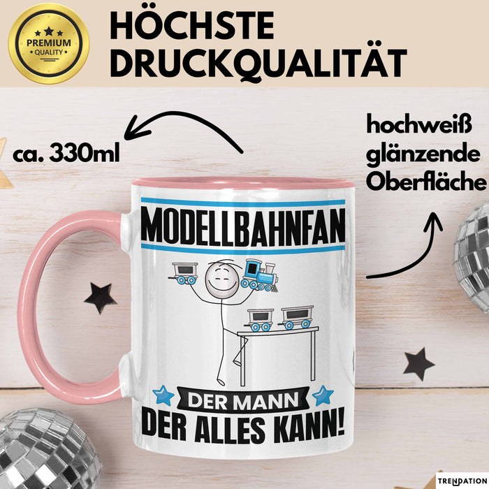 Modellbahnfan Tasse Geschenk für Modellbahnfan Der Mann Der Alles Kann Geschenkidee zum Geburtstag Rosa Trendation