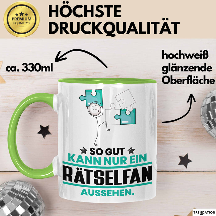 Rätselfan Geschenk Tasse So Gut Kann Nur Ein Rätselfan Aussehen Geschenkidee Kaffee-Becher Grün Trendation