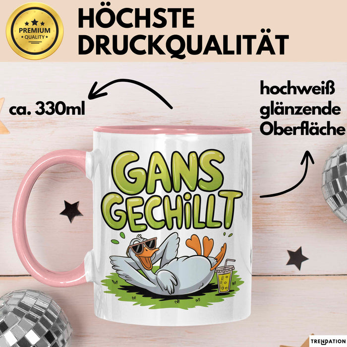 Sarkastische Gans Tasse Geschenkidee Total Entspannt Rosa Trendation