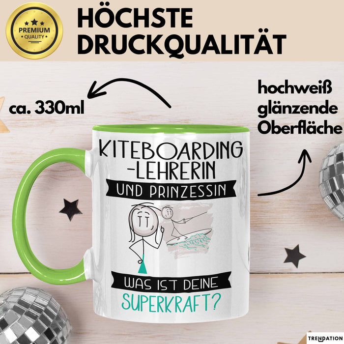 Kiteboarding-Lehrerin Und Prinzessin Tasse Geschenk Für Eine Kiteboarding-Lehrerin Geburtstag Was Ist Deine Superkraft Grün Trendation