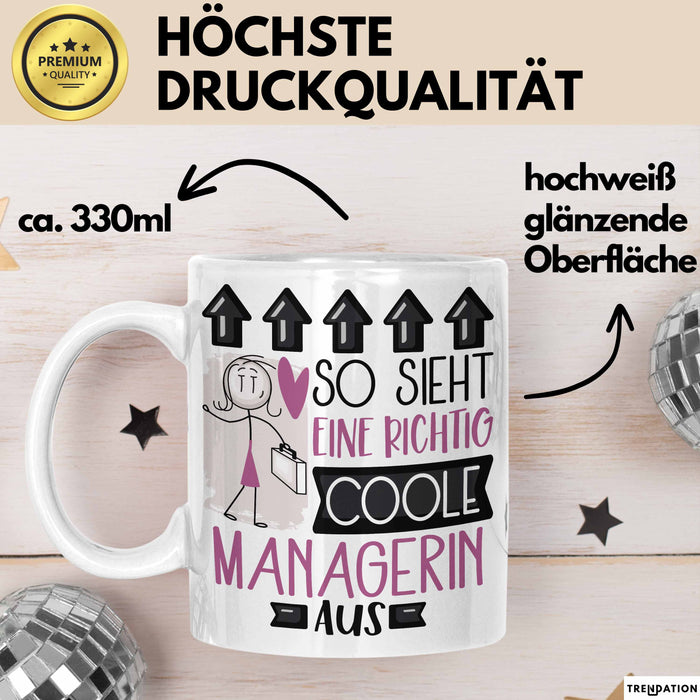 Managerin Geschenk Tasse Lustig Geschenkidee für Managerin Geburtstag So Sieht Eine Richtig Coole Managerin Aus Frauen Spruch Weiß Trendation