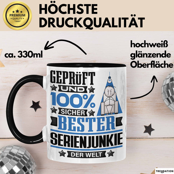 Serienjunkie Geschenk Lustiger Spruch für Serienjunkie Geschenkidee Bester Serienjunkie Der Welt Schwarz Trendation