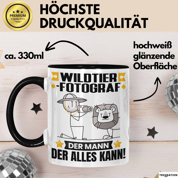 Wildtierfotograf Tasse Geschenk für Wildtierfotograf Der Mann Der Alles Kann Geschenkidee zum Geburtstag Schwarz Trendation