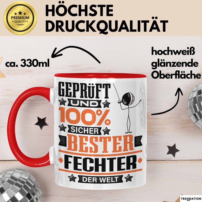 Fechter Geschenk Lustiger Spruch für Fechter Geschenkidee Bester Fechter Der Welt Rot Trendation
