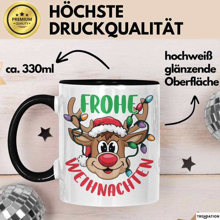 Weihnachten Tasse Geschenk Frohe Weihnachten Rentier Geschenkidee Weihnachtszeit Kaffee-Becher Trendation