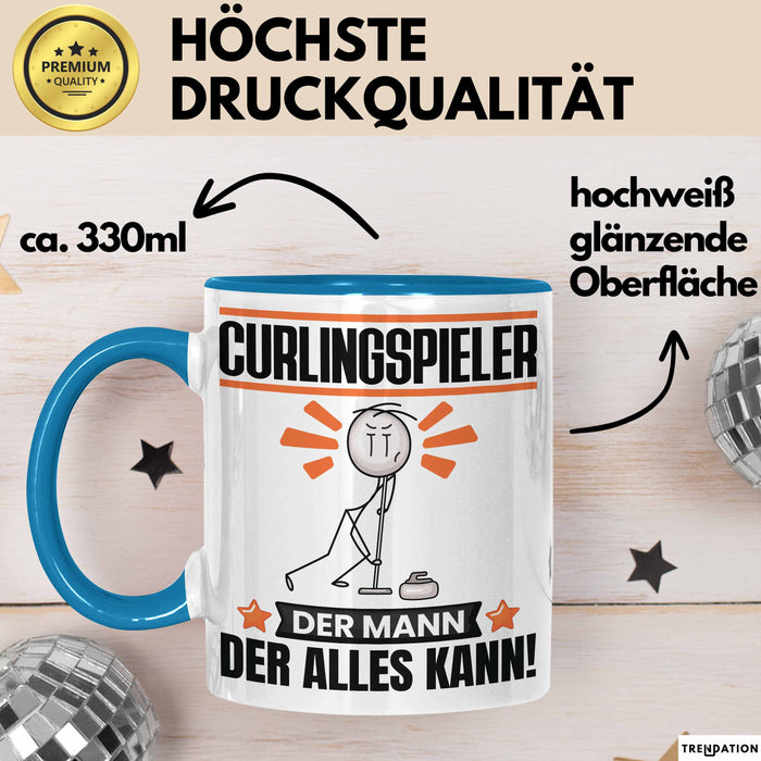 Curlingspieler Tasse Geschenk für Curlingspieler Der Mann Der Alles Kann Geschenkidee zum Geburtstag Blau Trendation