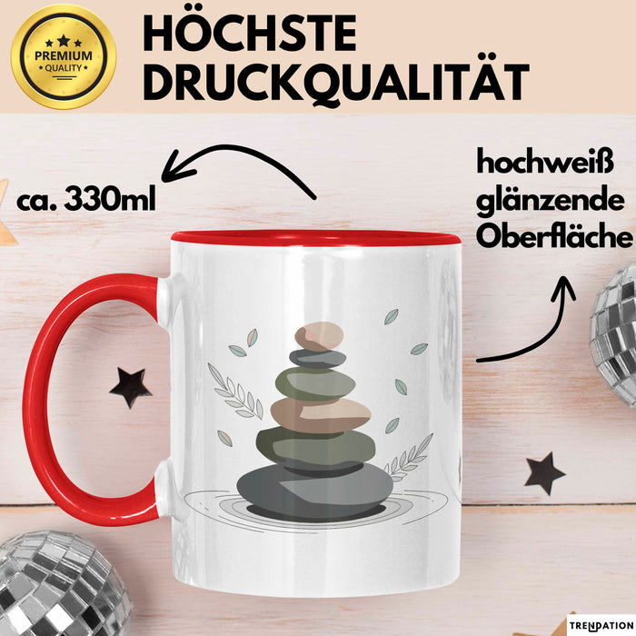 Meditationsfan Tasse Geschenkidee für Achtsamkeitssuchende Rot Trendation