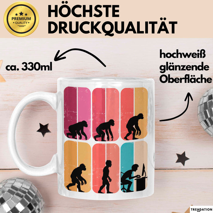 Gamer PC Gaming Liebhaber Tasse Geschenk Lustige Geschenkidee Spruch Gamer Evolution Weiß Trendation
