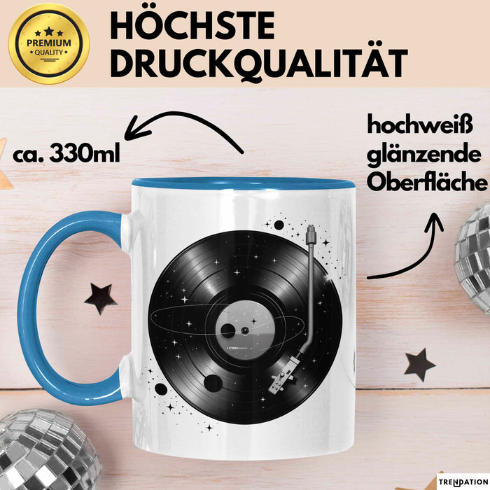 Vinyl Schallplatten Musikliebhaber Musiker Tasse Geschenk Lustige Geschenkidee Spruch Blau Trendation