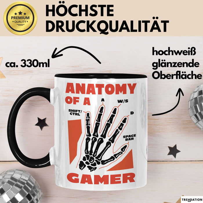 Gamer Geschenk Tasse Anatomy Of A Gamer Zocker Lustige Geschenkidee Schwarz Trendation