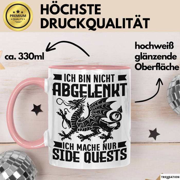 Gaming Tasse Geschenk Ich Bin Nicht Abgelenkt Ich Mache Nur Sidequests Rosa Trendation